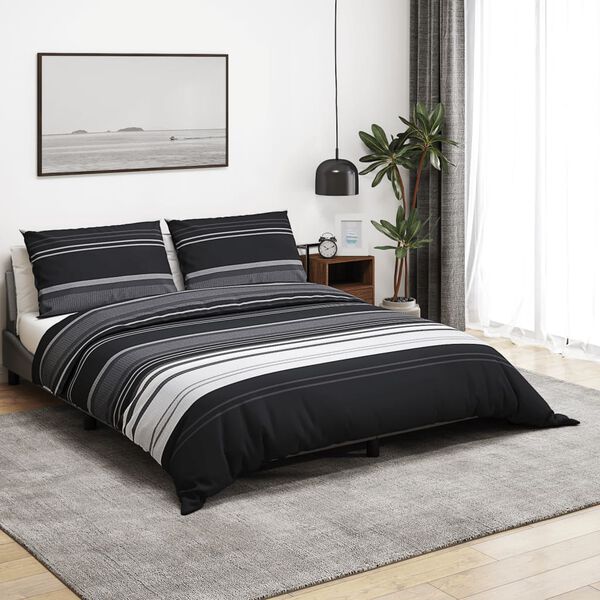 vidaXL Duvet Cover Set Black and White 100% Cotton