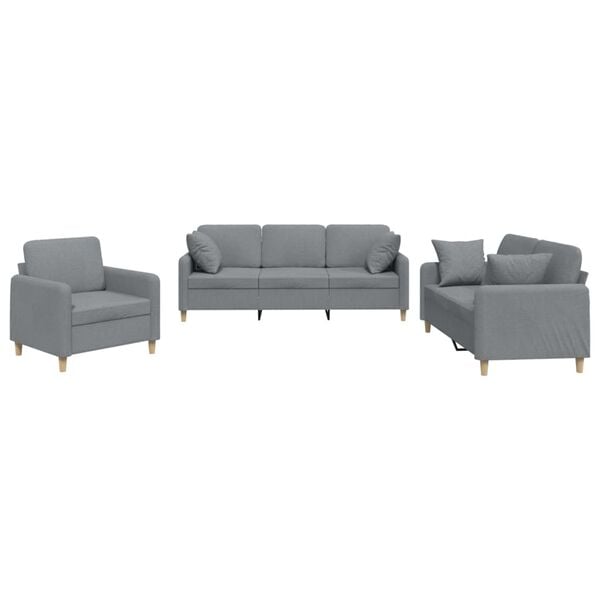 vidaXL Sofa Set Light grey 100% polyester, metal, textilene, plywood