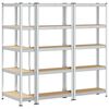 vidaXL 5-Layer Storage Shelves 3 pcs Silver Steel&Engineered Wood