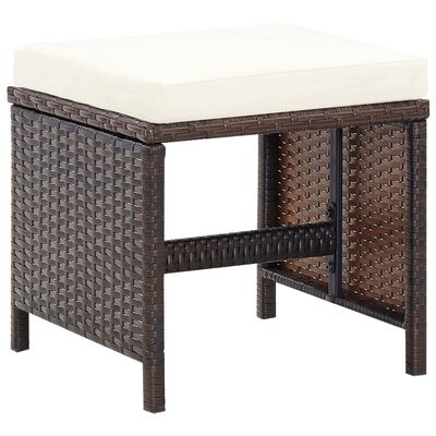 Wicker stool/footstool with beige cushion, matching patio furniture