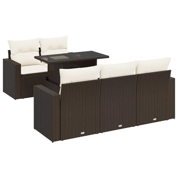 vidaXL Garden Sofa Set Brown PE Rattan Large Adjustable Feet