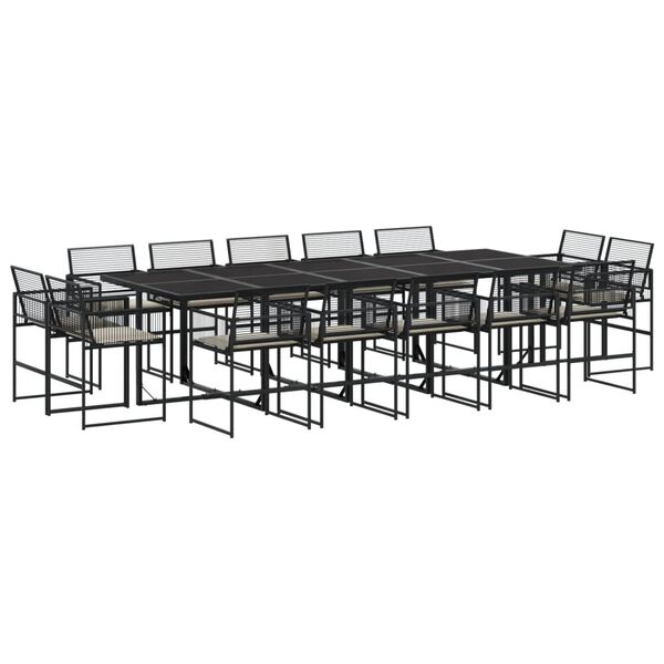 vidaXL Garden Dining Set Black PE rattan Large Removable Covers