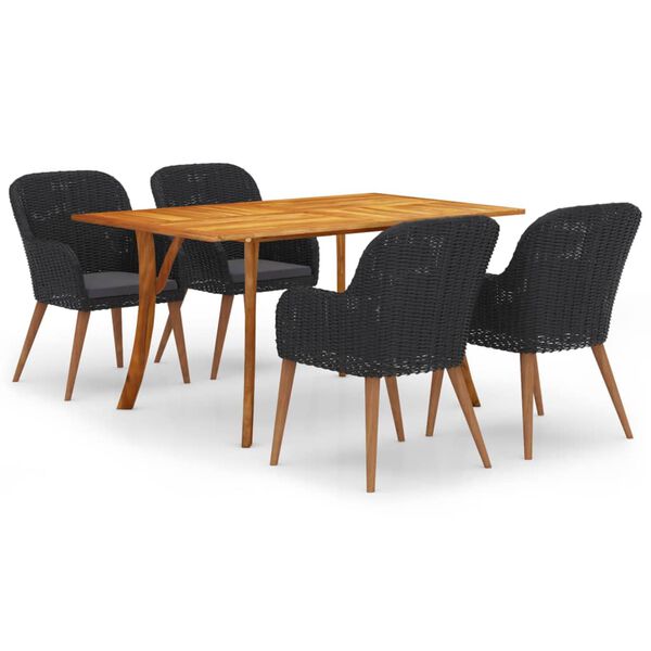 vidaXL Dining Set Black, Dark grey