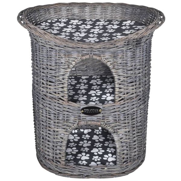 vidaXL Cat House Grey Willow, Polyester Medium Durable Cat House