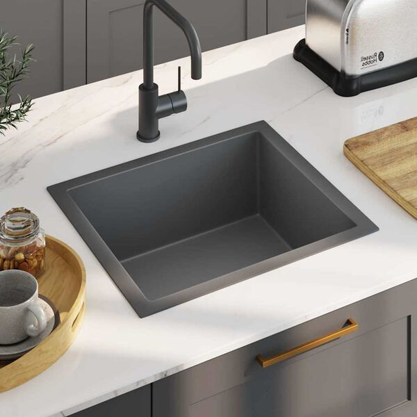 vidaXL Handmade Kitchen Sink Black Stainless Steel