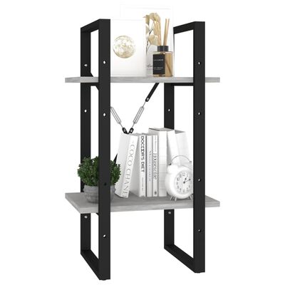 vidaXL 2-Tier Book Cabinet Concrete Gray 15.7"x11.8"x27.6" Engineered Wood