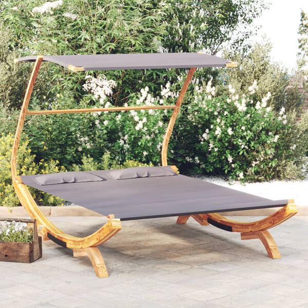 vidaXL Outdoor Lounge Bed Anthracite Solid bent wood, Polyester fabric