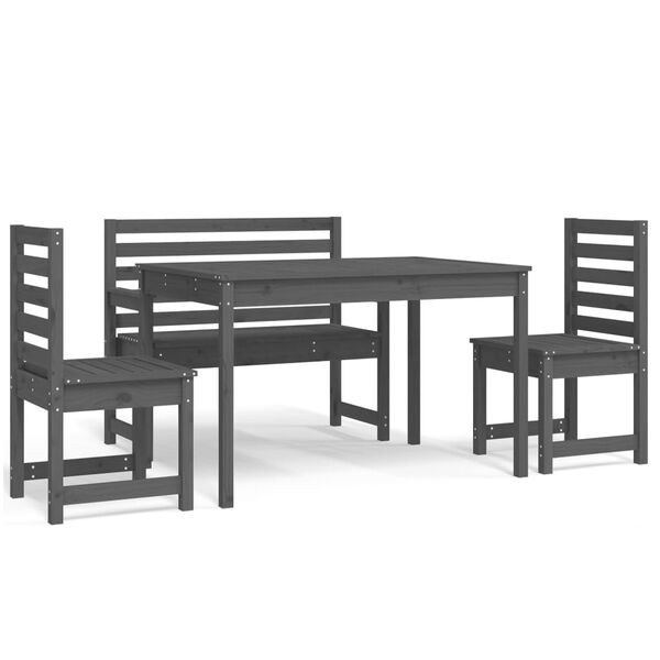 vidaXL Garden Dining Set Grey Solid Pine Wood 71.7 x 32.5 x 29.9 in