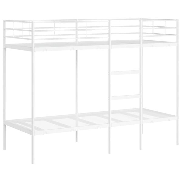 vidaXL Bunk Bed White Steel 31.5 x 79 in Bunk Bed Rectangular Modern