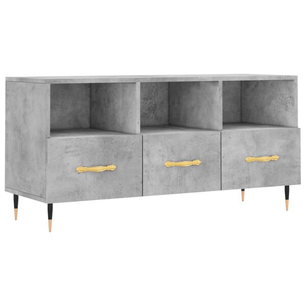 vidaXL TV Cabinet Concrete Grey Engineered Wood and Iron 40.2x14.2x19.7 in