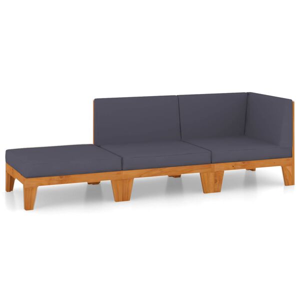 vidaXL Garden Lounge Set Dark grey Solid Acacia wood, 100% polyester