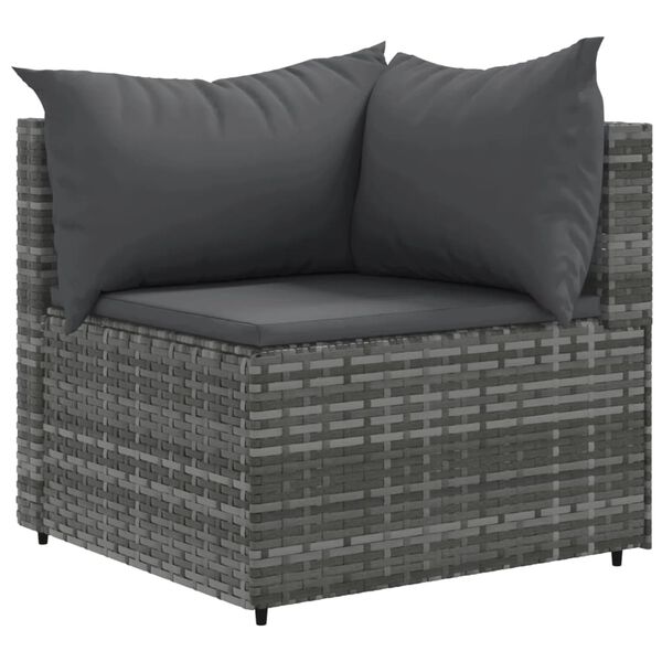vidaXL Patio Sofa Set Gray PE rattan, powder-coated steel 10 Piece