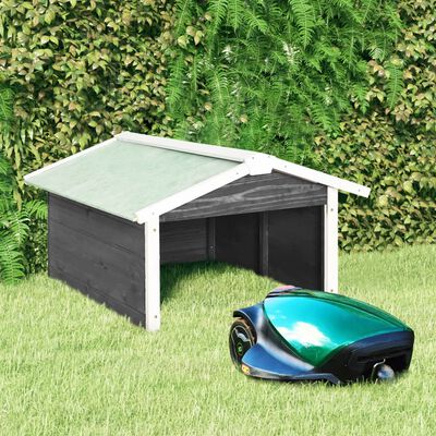 vidaXL Robotic Lawn Mower Garage 28.3"x34.3"x19.7" Gray and White Firwood