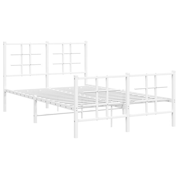 vidaXL Bed Frame White Powder-Coated Steel 47.2 x 78.7 in Bed Frame