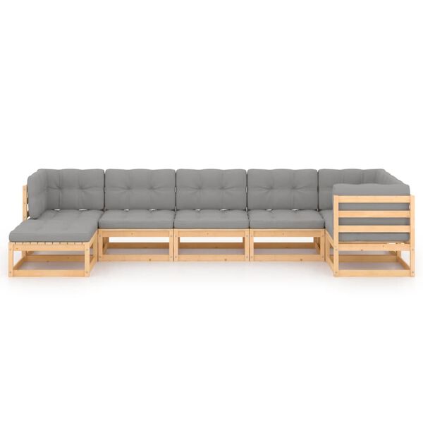 vidaXL Garden Lounge Set Grey, Pine