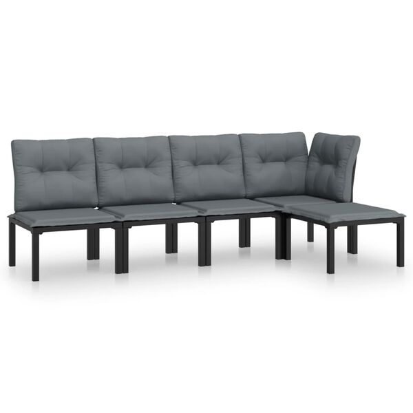 vidaXL Garden Lounge Set Black and Grey