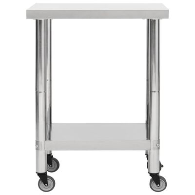 vidaXL Kitchen Work Table with Wheels 31.5"x17.7"x33.5" Stainless Steel