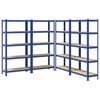 vidaXL 5-Layer Storage Shelves 4 pcs Blue Steel&Engineered Wood