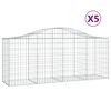 vidaXL Gabion Basket Set of 5 Silver Galvanized Iron
