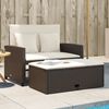 vidaXL Patio Sofa with Cushions 2-Seater Brown Poly Rattan