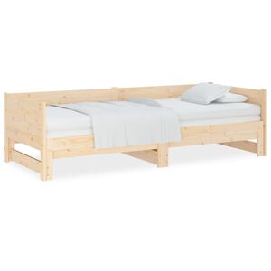 vidaXL Pull-out Day Bed Natural Pine Solid Pine Wood Standard