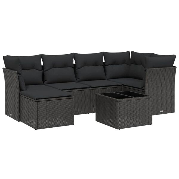vidaXL Garden Sofa Set Black PE Rattan 6 Piece Set Durable