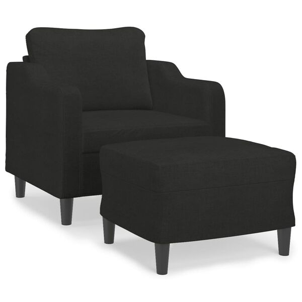 vidaXL Sofa Chair With Footstool Black