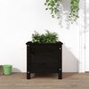 vidaXL Garden Planter Black Solid Pine Wood Medium Decorative Inlays