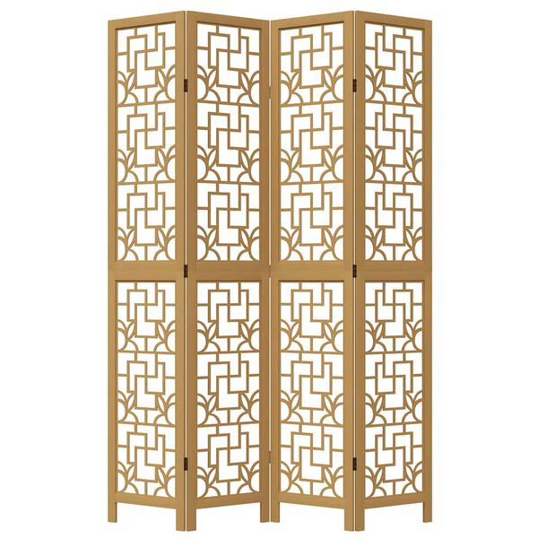 vidaXL Room Divider 4 Panels Brown Solid Wood Paulownia
