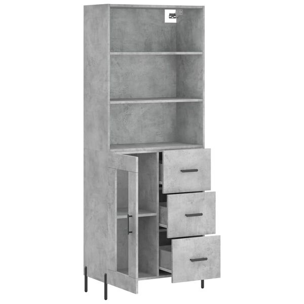 vidaXL Highboard Concrete Grey Engineered Wood and Iron Large Highboard