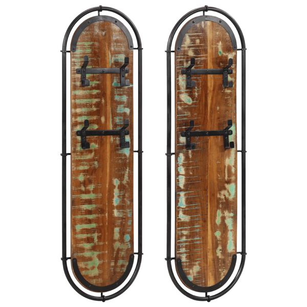 vidaXL Coat Rack Brown and Black Solid Reclaimed Wood, Iron Standard