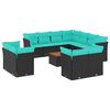 vidaXL 12 Piece Patio Sofa Set with Cushions Black Poly Rattan