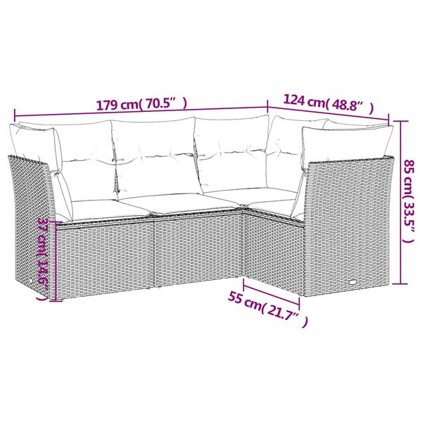 vidaXL Garden Sofa Set Black