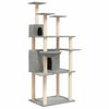 vidaXL Cat Tree Light Grey Engineered wood, plush, sisal Large Durable