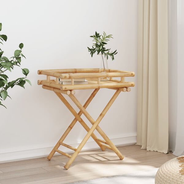 vidaXL Folding Tray Table Natural Bamboo Bamboo Small Foldable