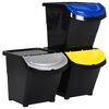 vidaXL Stackable Waste Bins with Lids 3 pcs Black PP 20.6 gal