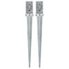 vidaXL Ground Spikes 2 pcs Silver 3.1x3.1x29.9" Galvanised Steel