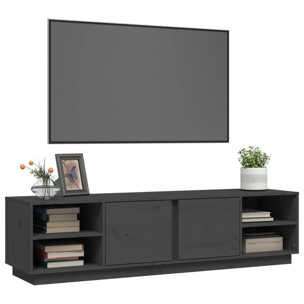 vidaXL TV Cabinet Grey Solid pine wood Large TV Cabinet Rectangular