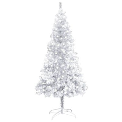 vidaXL Artificial Christmas Tree with LEDs&Stand Silver 47.2" PET