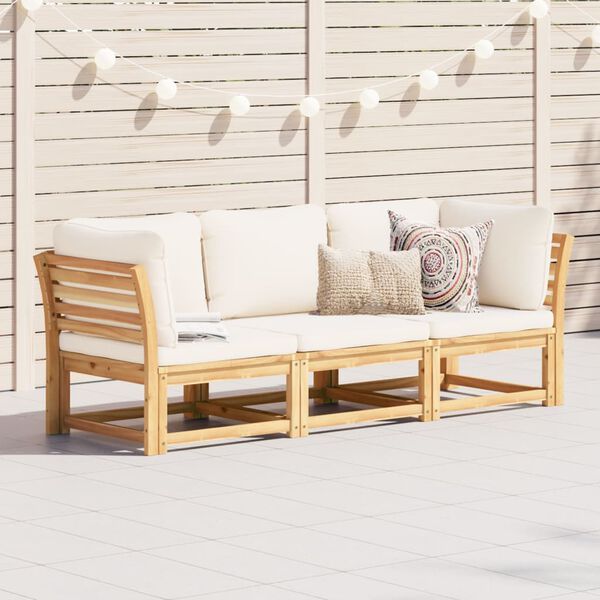vidaXL Garden Lounge Set Cream White, Natural Wood
