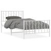 vidaXL Bed Frame White Steel Twin Bed Frame Rectangular Minimalist