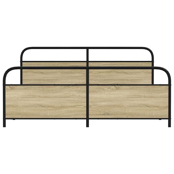 vidaXL Bed Frame Sonoma oak Steel Full Durable Bed Frame Rectangular