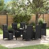 vidaXL Garden Dining Set with Cushion 7 pcs Black Poly Rattan
