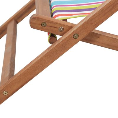 vidaXL Folding Beach Chair Fabric and Wooden Frame Multicolor