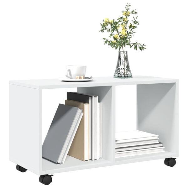 vidaXL Rolling cabinet White Engineered wood 28.3 x 13.0 x 16.7 in