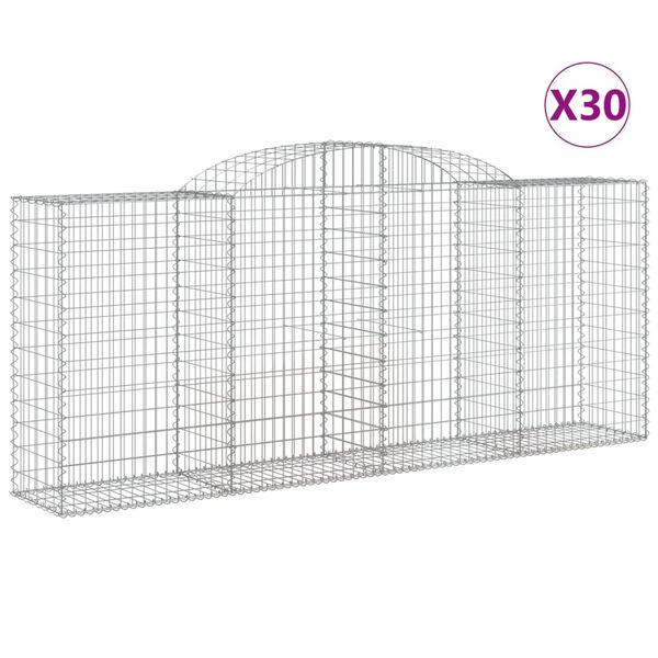 vidaXL Gabion Basket Set of 30 Silver Galvanized iron Large
