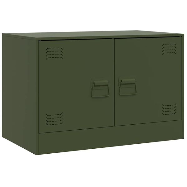 vidaXL TV Cabinet Olive green Cold-rolled steel 26.4 x 15.4 x 17.3 in