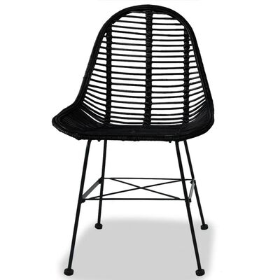 vidaXL Dining Chairs 2 pcs Black Natural Rattan