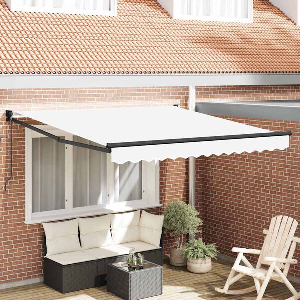vidaXL Retractable Awning Manual White 137.80 x 98.43 in