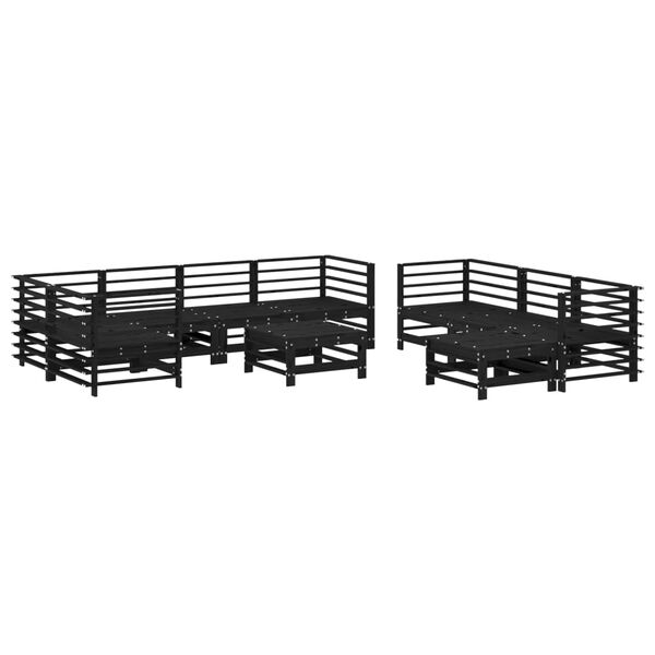 vidaXL Garden Lounge Set Black, Anthracite Solid Pine Wood, Plywood Large